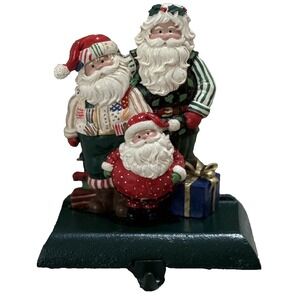 Vintage Potpourri Press Christmas Stocking Hanger 3 Santa Claus w/ Pkgs 1994